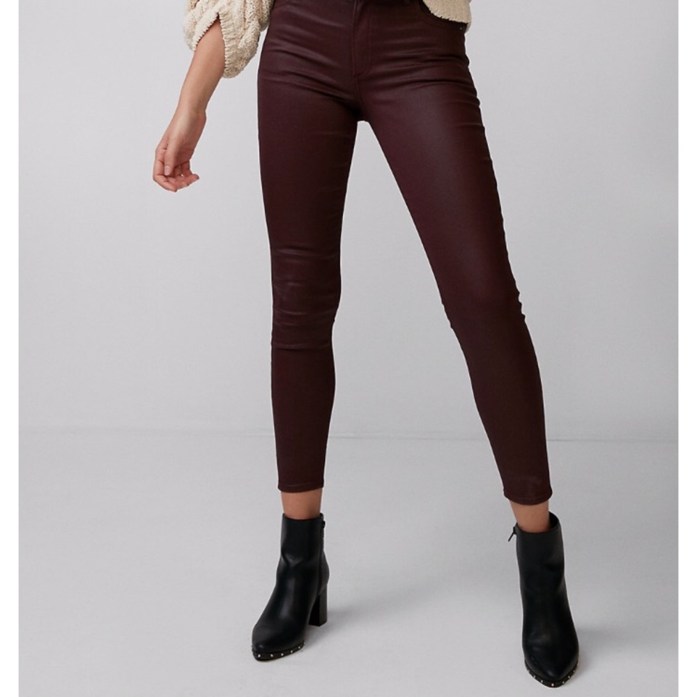 High Waisted Coated Stretch Ankle Jean Legging NWT